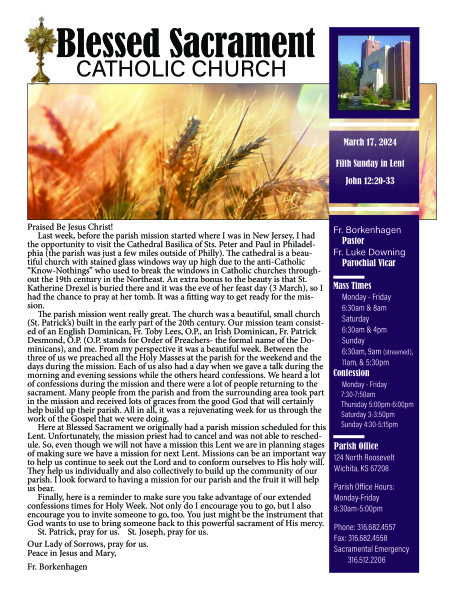 Sunday, March 17, 2024 Bulletin