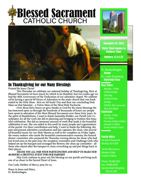 Sunday, November 19, 2023 Bulletin