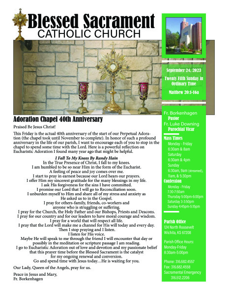 Sunday, September 24, 2023 Bulletin