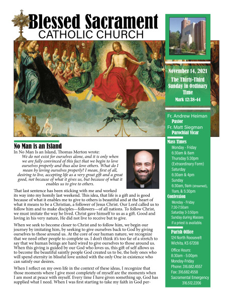 Sunday, November 14, 2021 Bulletin