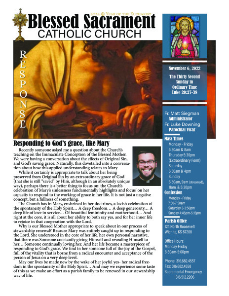 Sunday, November 6, 2022 Bulletin