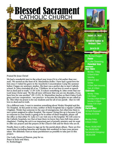 Sunday, August 18, 2024 Bulletin