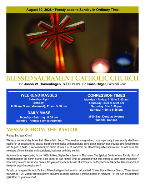 Sunday, August 30, 2026 Bulletin