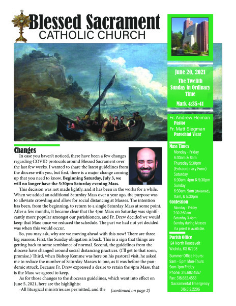 Sunday, June 20, 2021 Bulletin