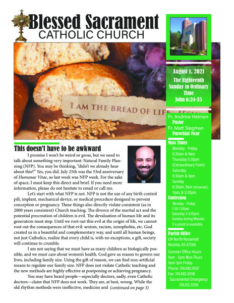 Sunday, August 1, 2021 Bulletin