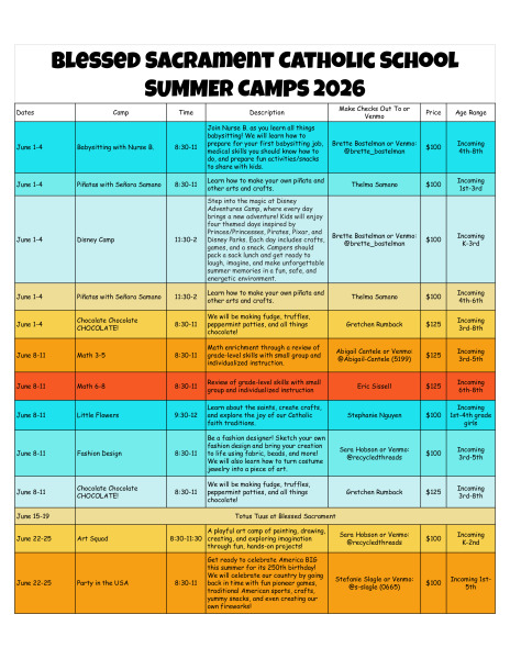 Summer Camps 2026
