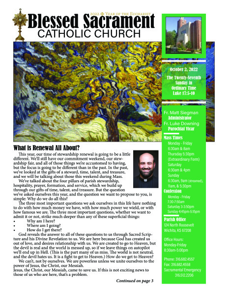 Sunday, October 2, 2022 Bulletin