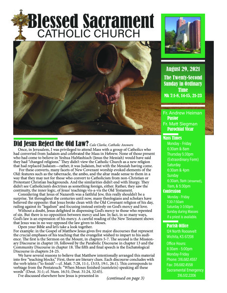 Sunday, August 29, 2021 Bulletin
