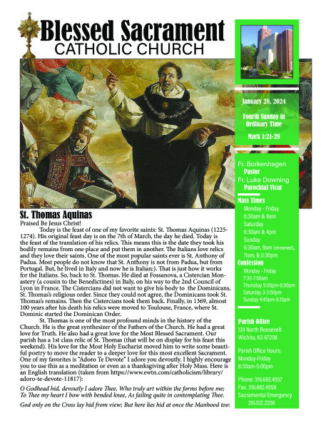 Sunday, January 28, 2024 Bulletin