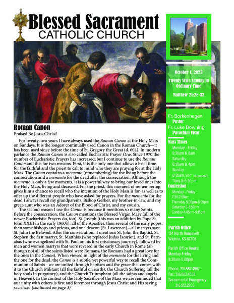 Sunday, October 1, 2023 Bulletin