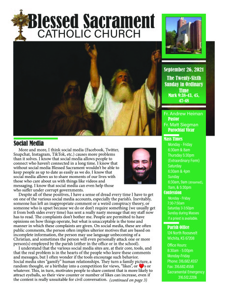 Sunday, September 26, 2021 Bulletin