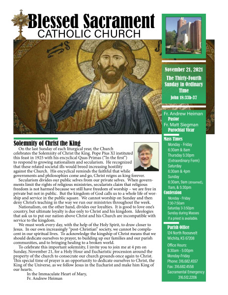 Sunday, November 21, 2021 Bulletin