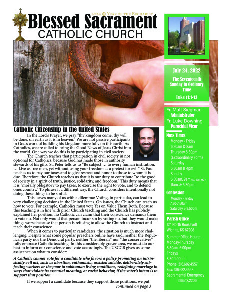Sunday, July 24, 2022 Bulletin