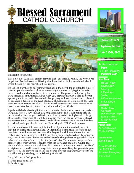 Sunday, January 12, 2025 Bulletin