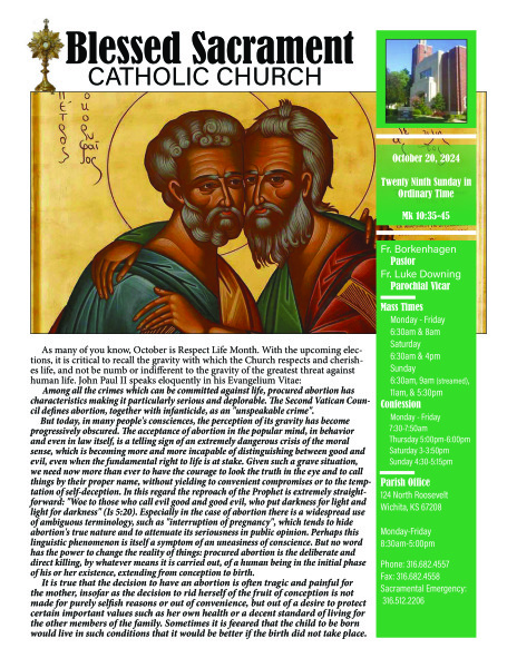 Sunday, October 20, 2024 Bulletin