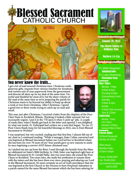 Sunday, January 29, 2023 Bulletin