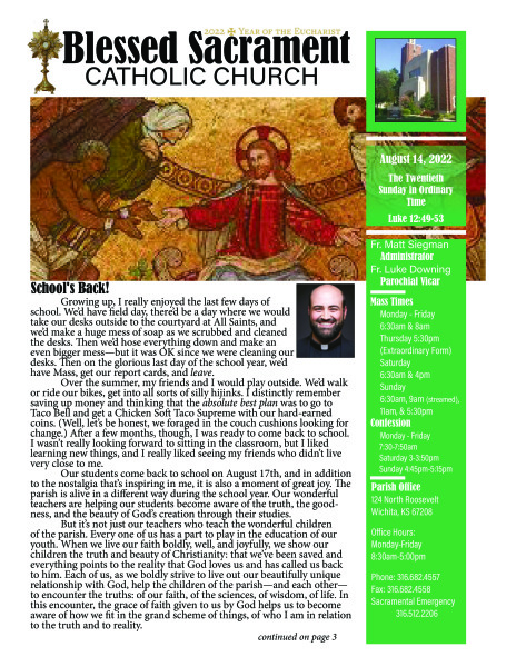 Sunday, August 14, 2022 Bulletin