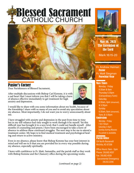 Sunday, May 16, 2021 Bulletin