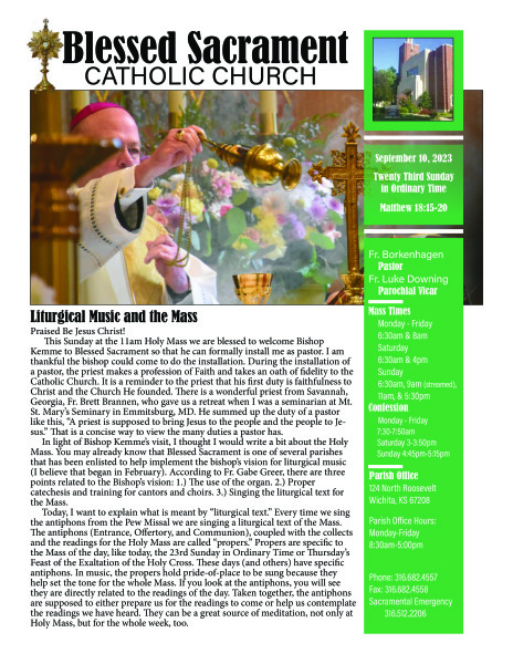 Sunday, September 10, 2023 Bulletin
