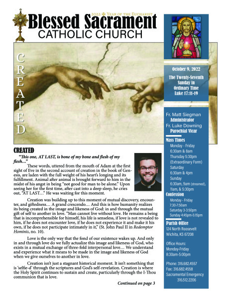 Sunday, October 9, 2022 Bulletin